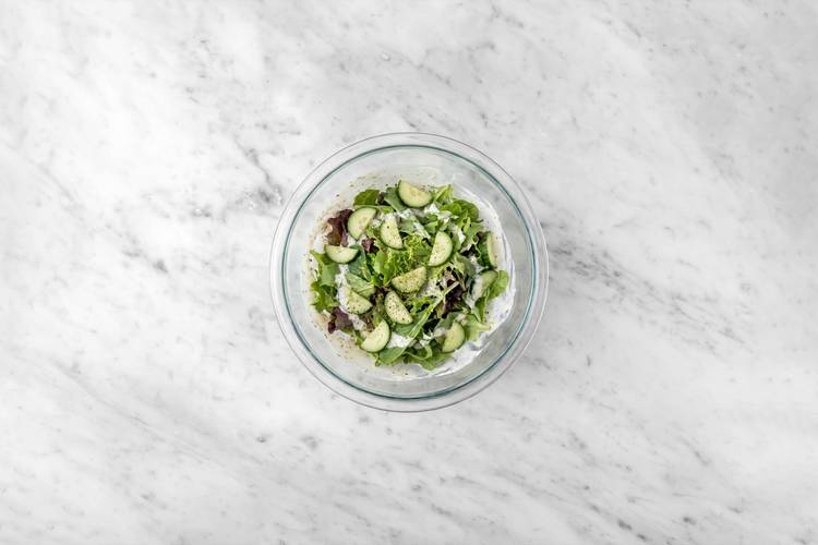 Make dressing and toss salad