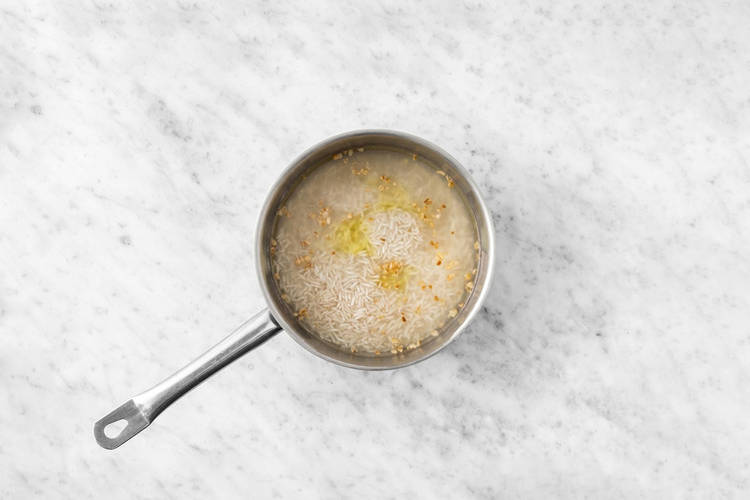 Make the garlic rice 