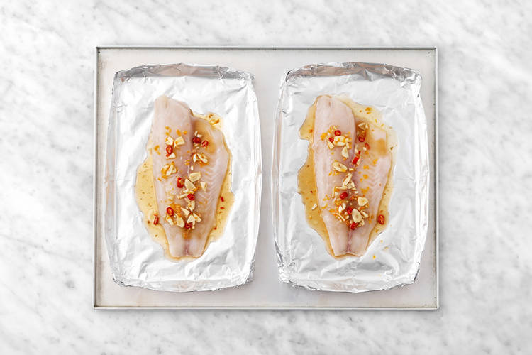 Bake the seafood