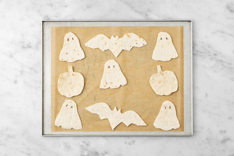 Bake the spooky tortilla chips
