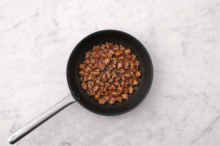 Make katsu sauce and cook beef