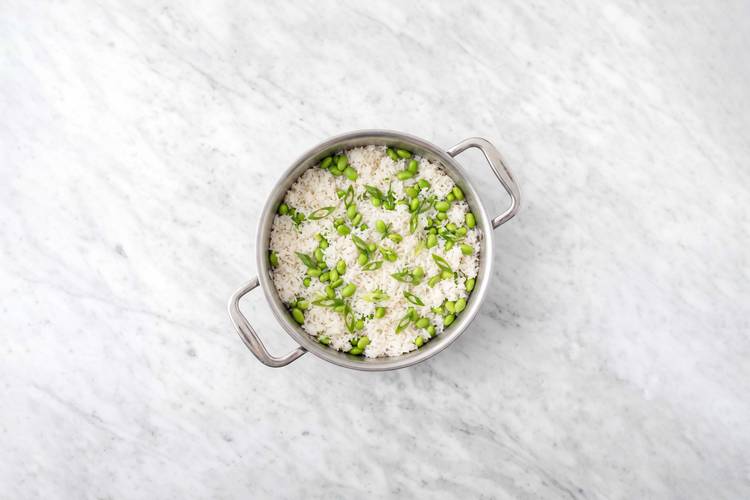 Cook rice and start prep