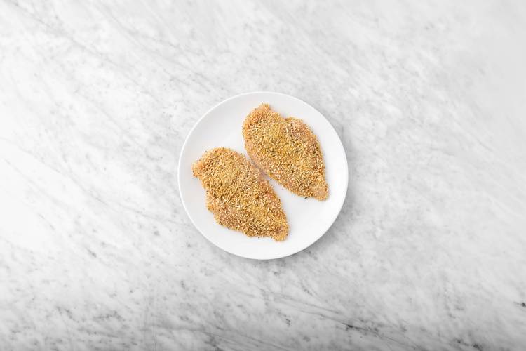 Flour, dredge and bread chicken