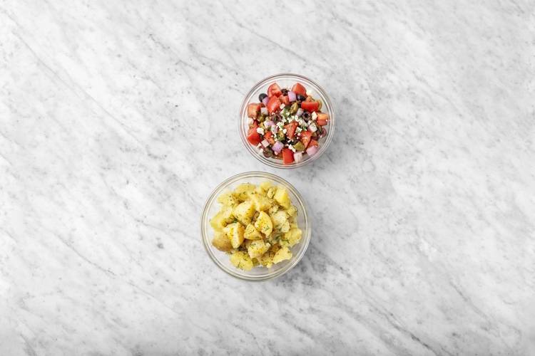 Make salad and finish potatoes
