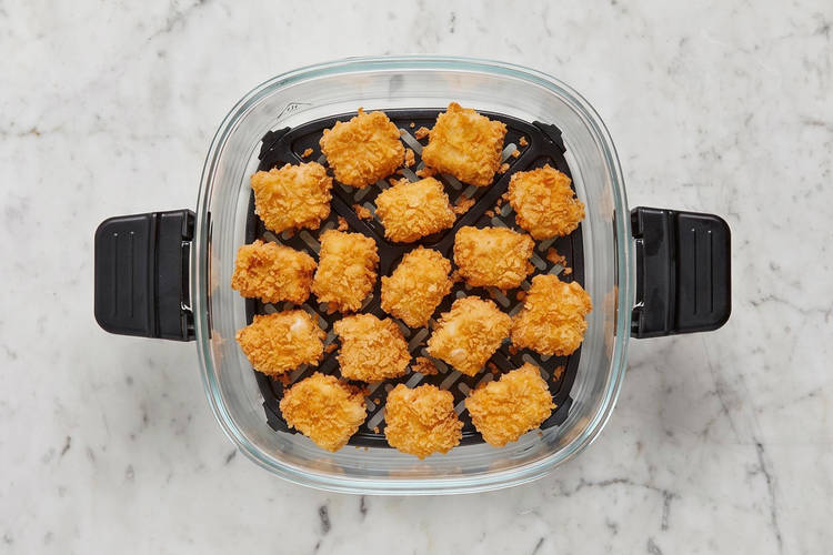 Air-fry chicken and broccoli