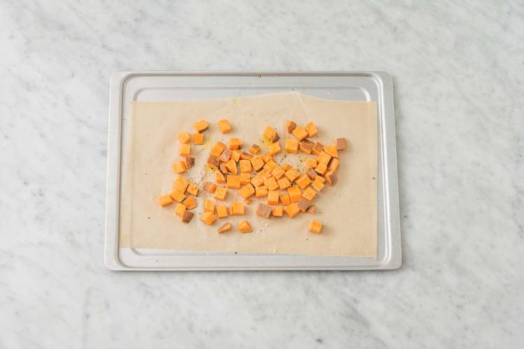 Prep and roast sweet potatoes