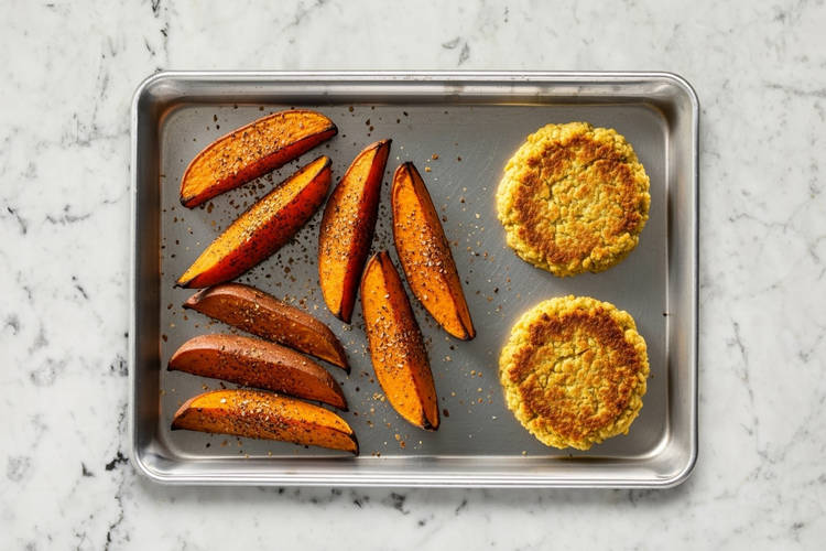 Finish Patties & Sweet Potatoes