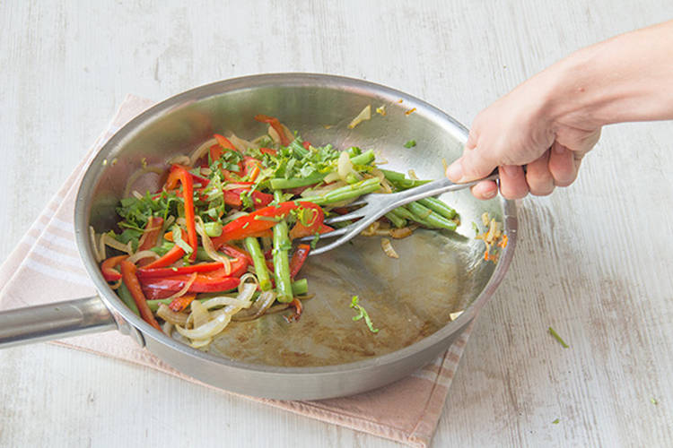 Blister the vegetables