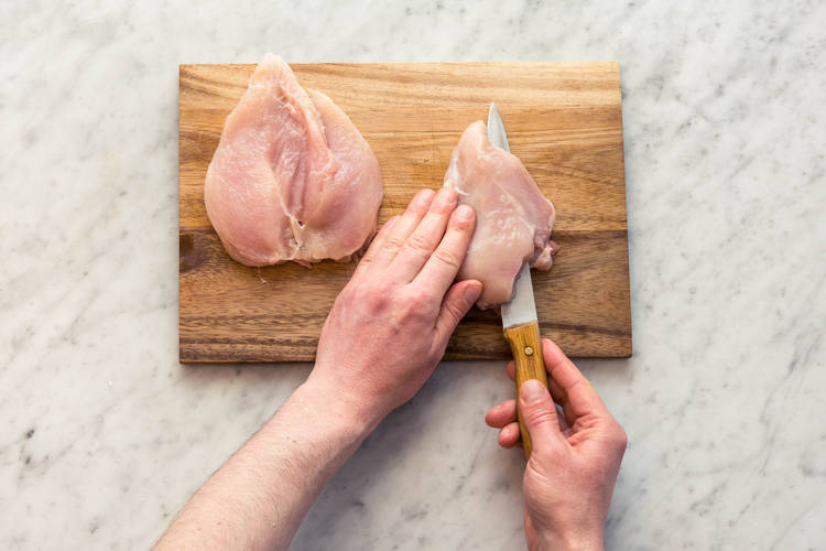 Butterfly the chicken breasts