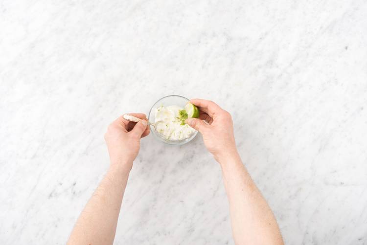 Make the crema and warm the tortillas