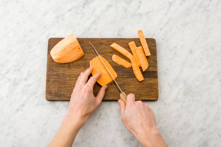 Prep and roast the sweet potatoes