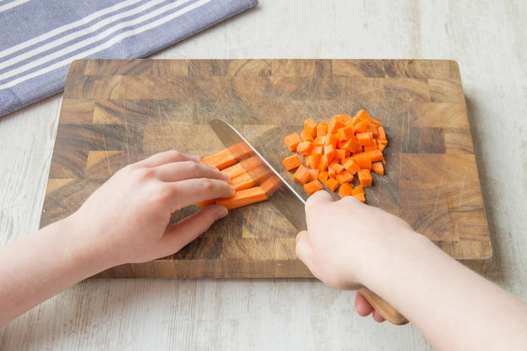 Finely chop the carrot