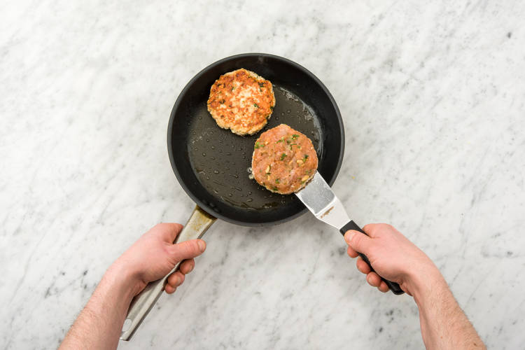 Fry burgers.