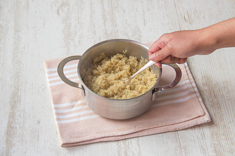 Fluff the quinoa with a fork