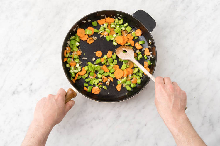 Cook the onion, celery & carrot
