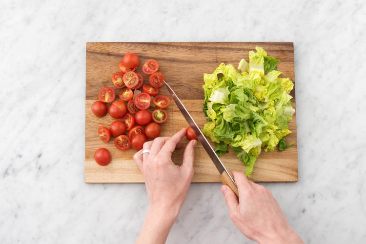 Prepare salad veg.