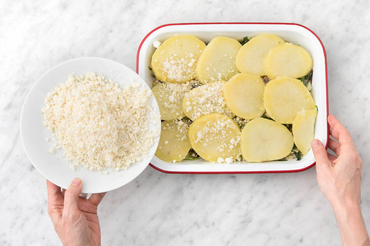 Top pie with panko breadcrumbs.