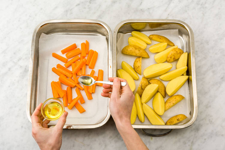Bake the veggies