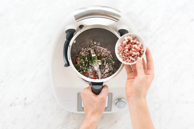 Baconwürfel zugeben