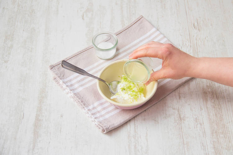 Mix lime zest and sour cream.
