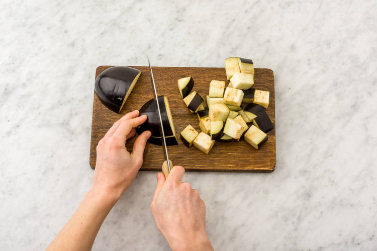 Cut aubergine.