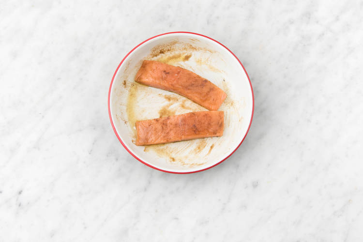 Marinate salmon.