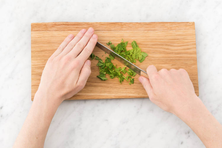 Chop mint.