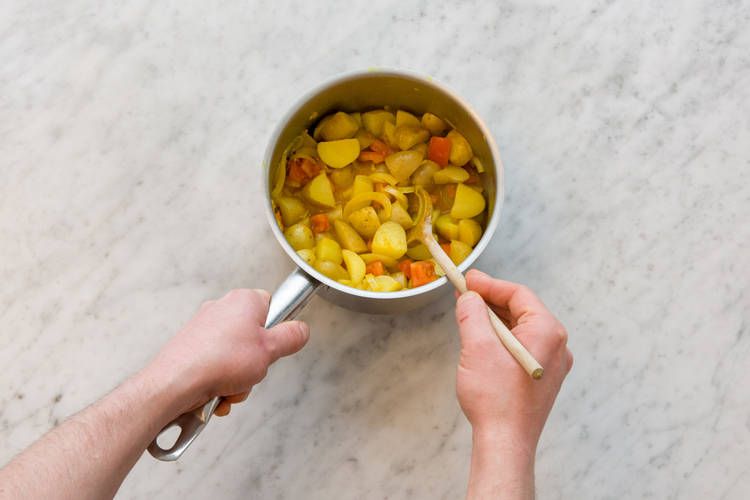 Cook potatoes.