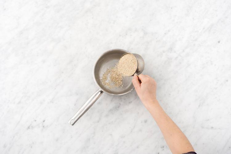 Preheat the oven and cook the quinoa