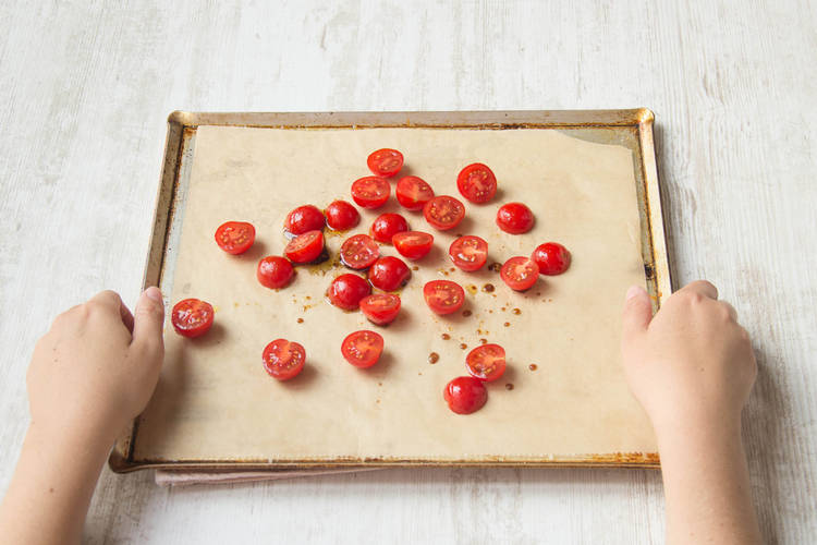 Bake the cherry tomatoes
