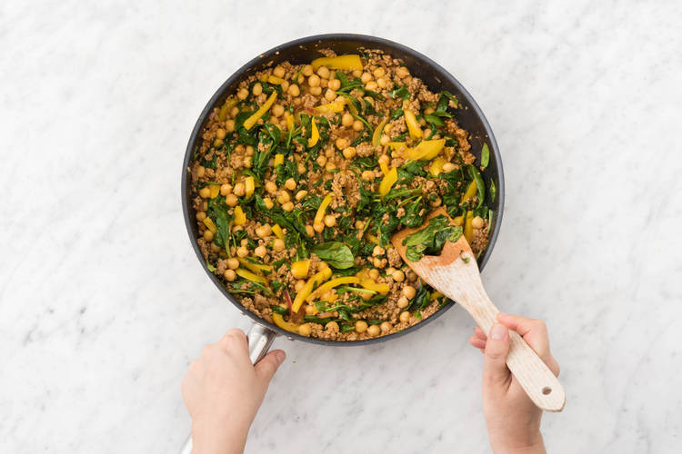 Add spinach and chickpeas.