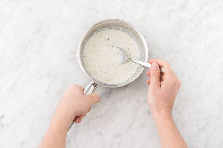 Add breadcrumbs to sauce.