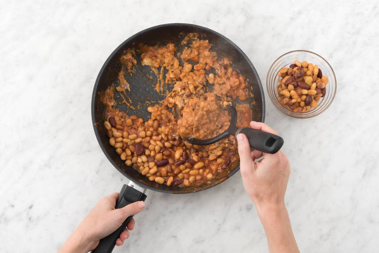 Mash beans.