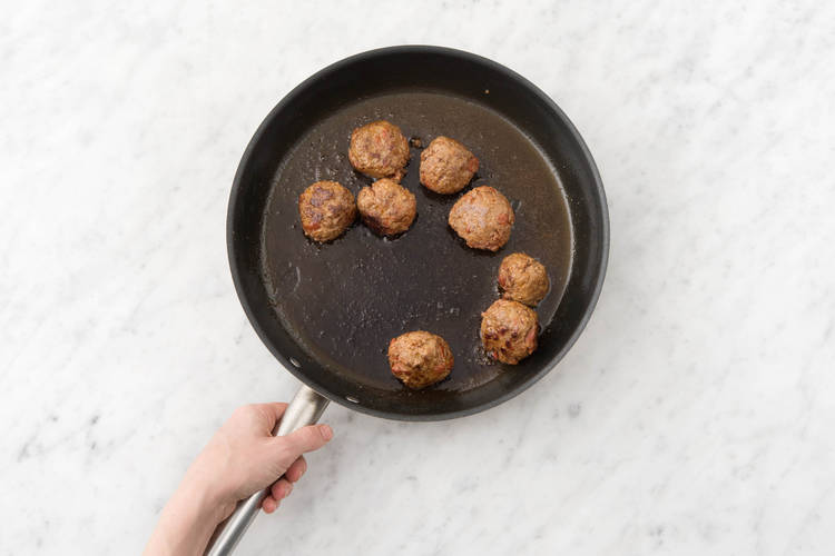 Cook the chorizo meatballs