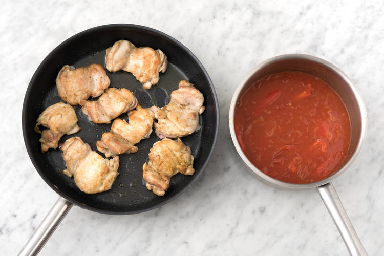 Cook chicken.