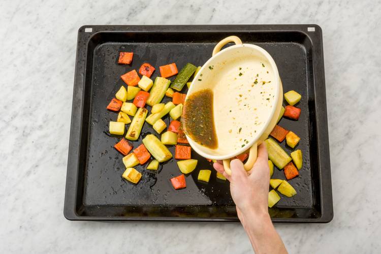 Drizzle veggies with marinade