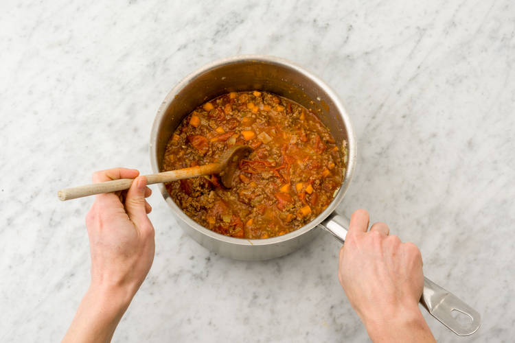 Simmer lamb.