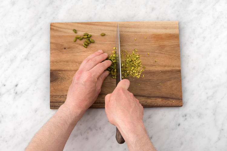 Chop pistachios.