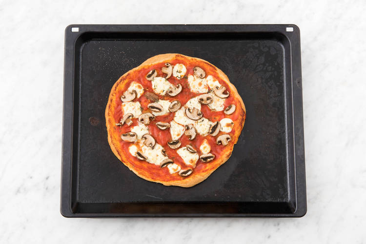 Add cheese and mushrooms.