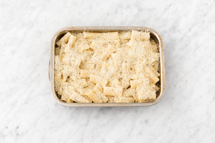 Sprinkle breadcrumb mixture on top.