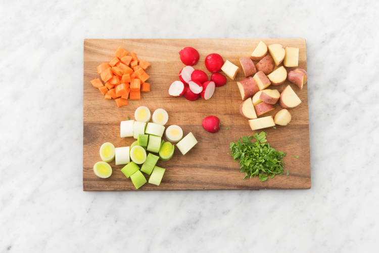 Prep veggies.
