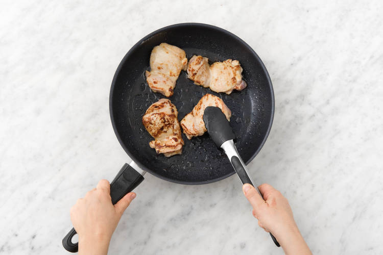 Cook chicken.