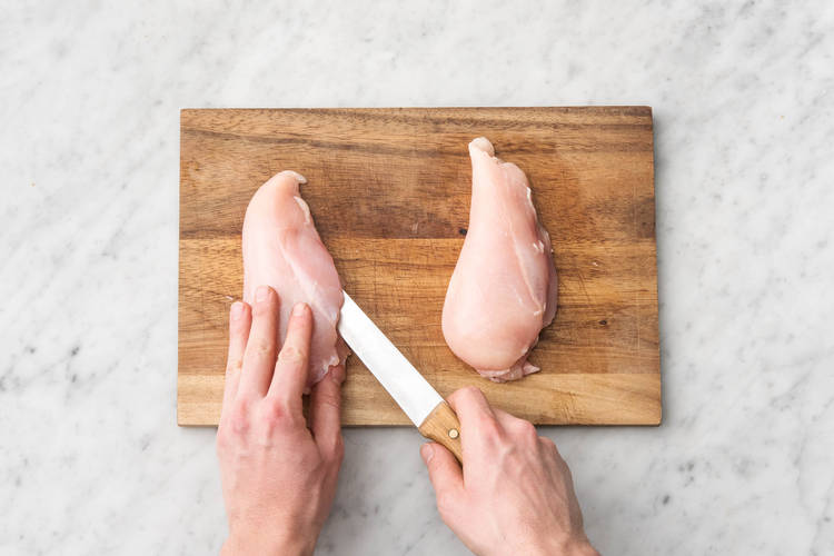 Slit the chicken breast