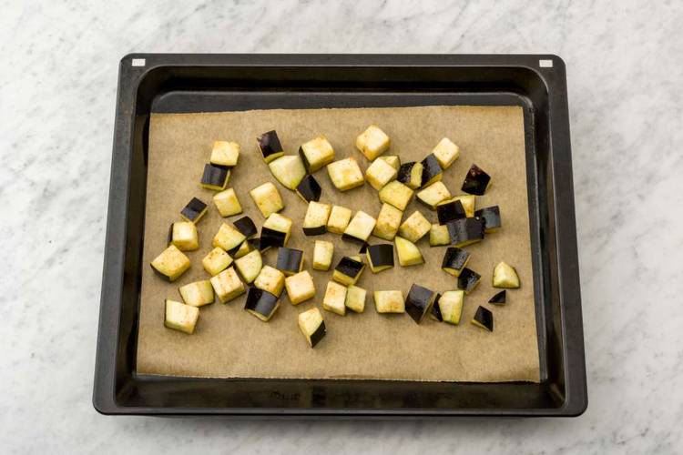 Preheat and roast eggplant