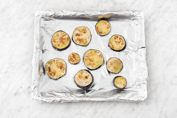 Grill the aubergine till browned
