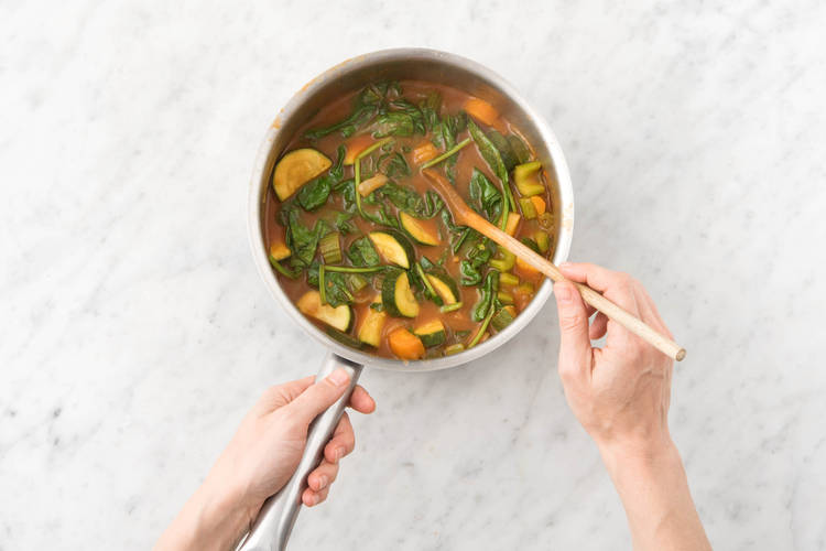 Stir in spinach.