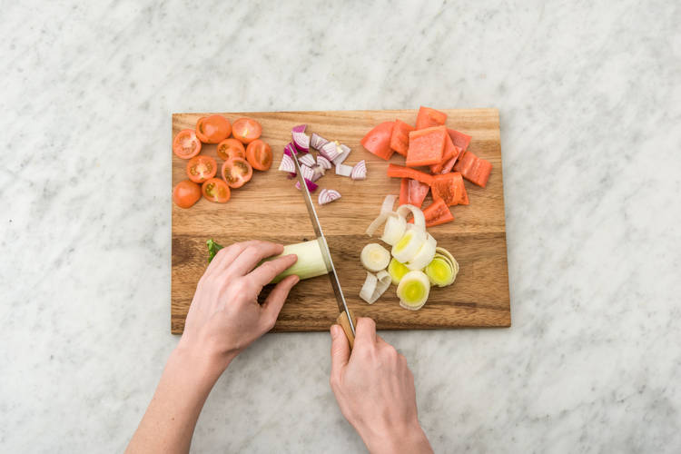 Prep veggies.