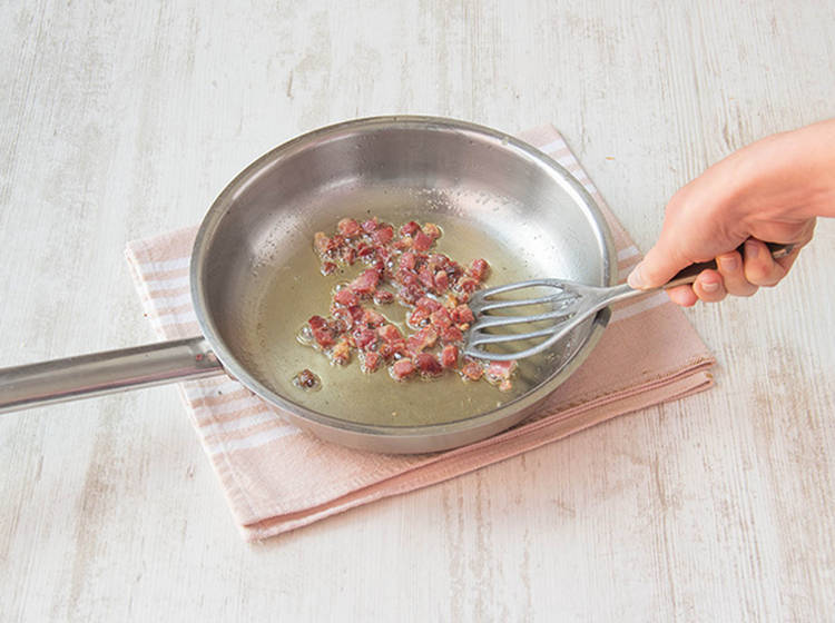 Cook pancetta.