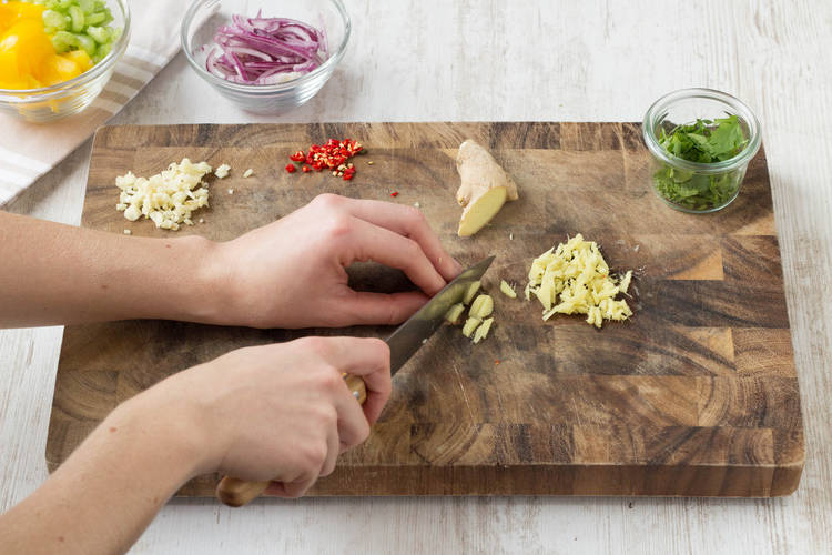 Prep veggies.