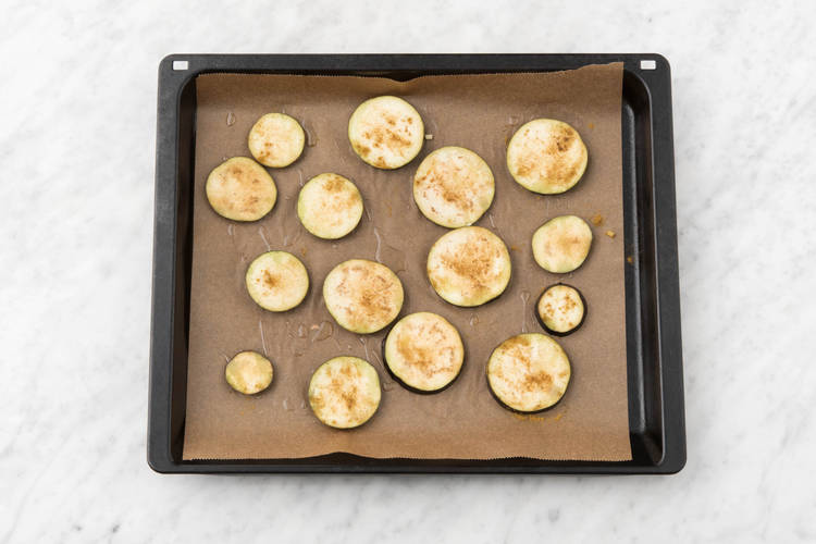 Bake the eggplant